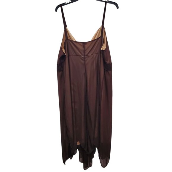 Hourglass Y2K Brown Tan Lined Handkerchief Hem Fairy Twee Midi Dress Plus Sz 3X - Picture 7 of 7